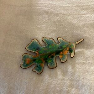 Copper‎ Leaf Brooch Pin